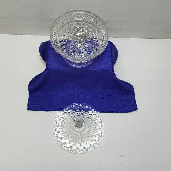 Anchor Hocking Wexford Candy Dish Crisscross Pattern Footed Centerpiece Vintage - Picture 6 of 7